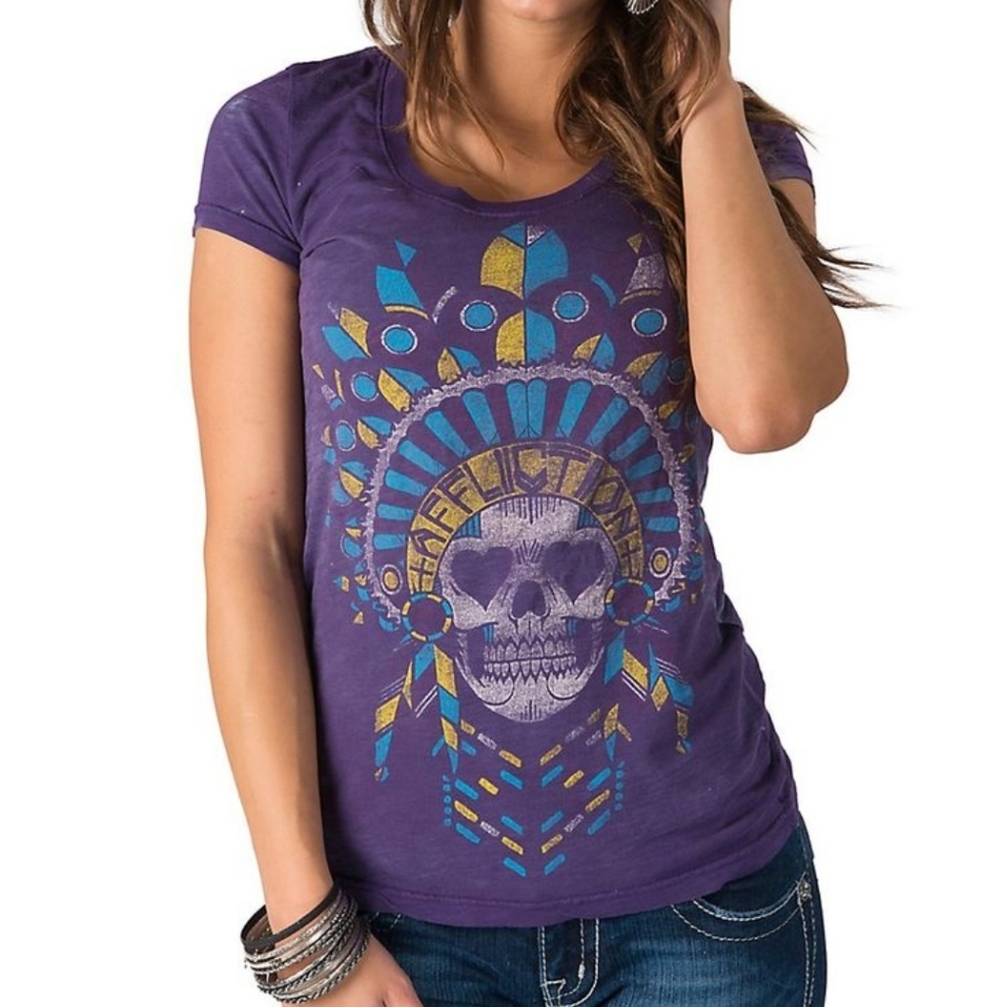 Rare Vintage Y2K Affliction Reversible Native American Skull Shirt